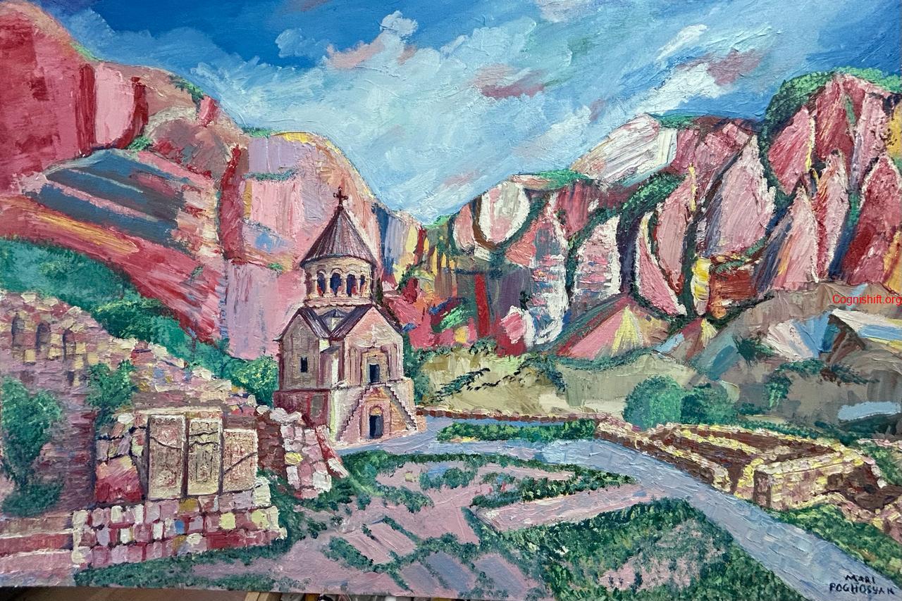 Noravank Monastery, Vayots dzor ,Armenia by Mari Poghosyan Cognishift.org Oil on canvas painting original art
