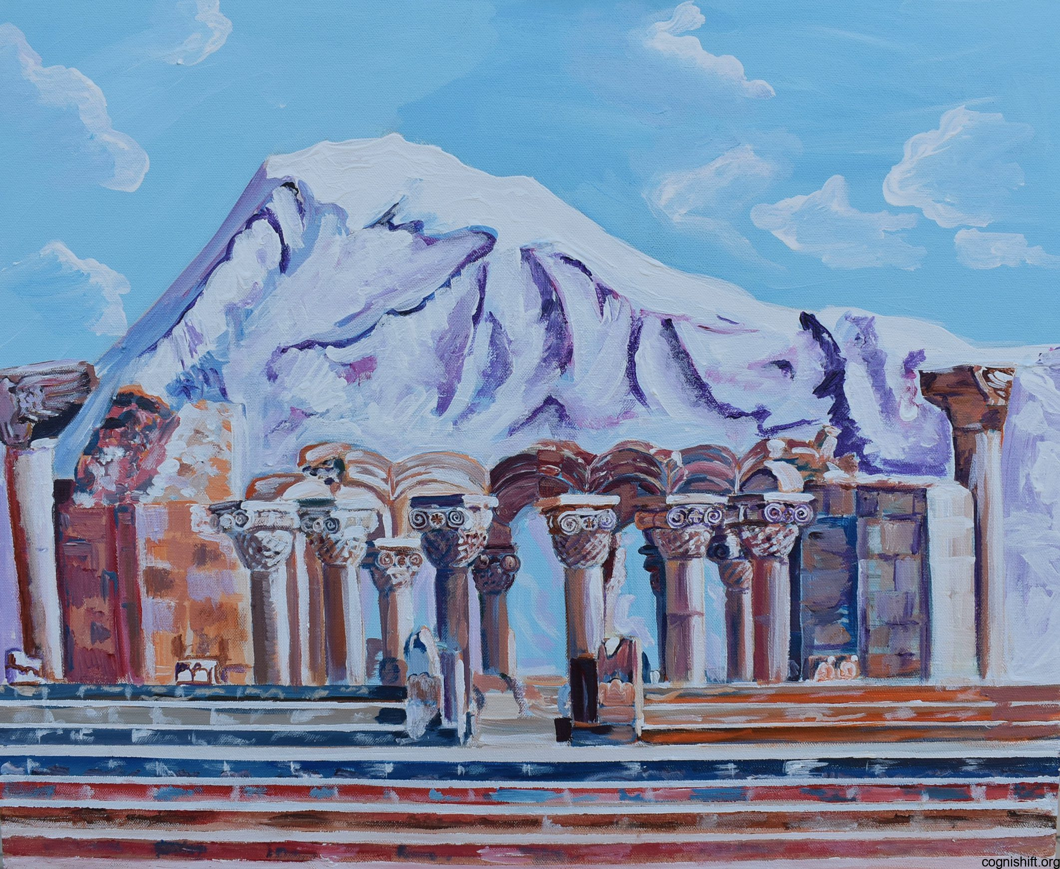 Zvartnots Cathedral Acrylic on Canvas painting 50×60cm Original art Mari Poghosyan